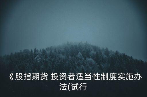 《股指期貨 投資者適當性制度實施辦法(試行