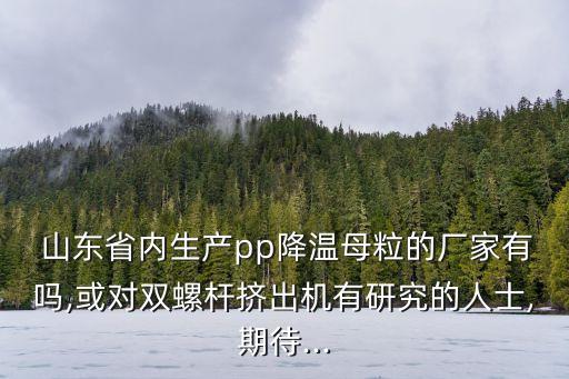  山東省內(nèi)生產(chǎn)pp降溫母粒的廠家有嗎,或?qū)﹄p螺桿擠出機有研究的人士,期待...