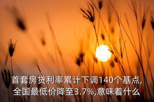 首套房貸利率累計下調(diào)140個基點,全國最低價降至3.7%,意味著什么