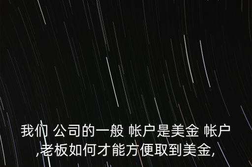 我們 公司的一般 帳戶是美金 帳戶,老板如何才能方便取到美金,