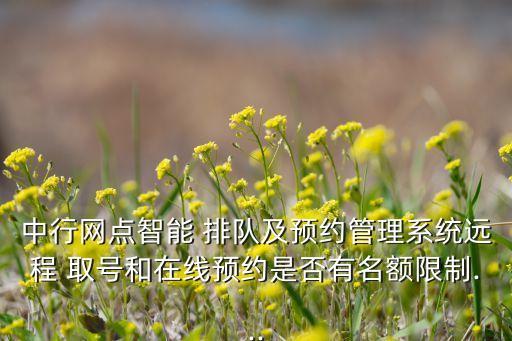 中行網(wǎng)點(diǎn)智能 排隊(duì)及預(yù)約管理系統(tǒng)遠(yuǎn)程 取號(hào)和在線預(yù)約是否有名額限制...