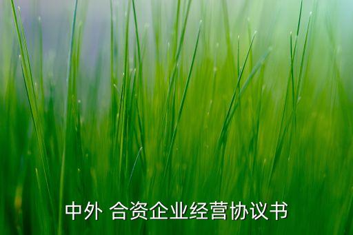 中外 合資企業(yè)經營協(xié)議書