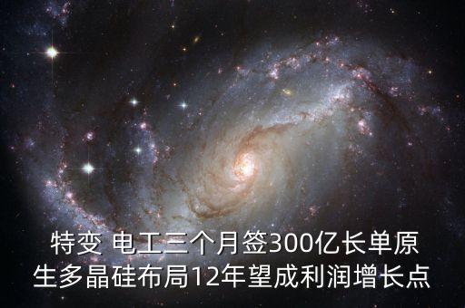  特變 電工三個(gè)月簽300億長單原生多晶硅布局12年望成利潤增長點(diǎn)