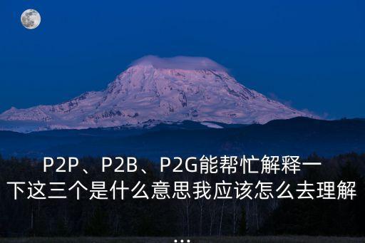 P2P、P2B、P2G能幫忙解釋一下這三個是什么意思我應(yīng)該怎么去理解...