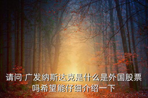 請(qǐng)問(wèn) 廣發(fā)納斯達(dá)克是什么是外國(guó)股票嗎希望能仔細(xì)介紹一下