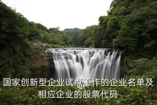 國家創(chuàng)新型企業(yè)試點工作的企業(yè)名單及相應企業(yè)的股票代碼