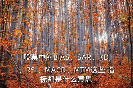  股票中的BIAS、SAR、KDJ、RSI、MACD、MTM這些 指標(biāo)都是什么意思