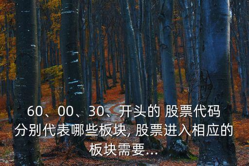 60、00、30、開頭的 股票代碼分別代表哪些板塊, 股票進(jìn)入相應(yīng)的板塊需要...