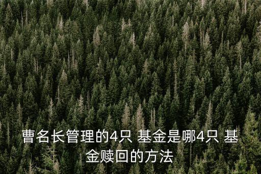 曹名長管理的4只 基金是哪4只 基金贖回的方法