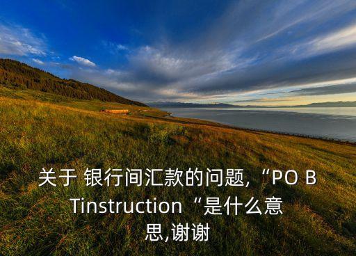 關(guān)于 銀行間匯款的問(wèn)題,“PO BTinstruction“是什么意思,謝謝