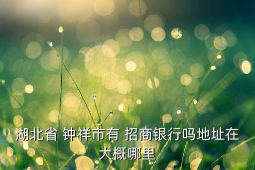 鐘祥招商銀行,鐘祥有沒(méi)有招商銀行營(yíng)業(yè)廳