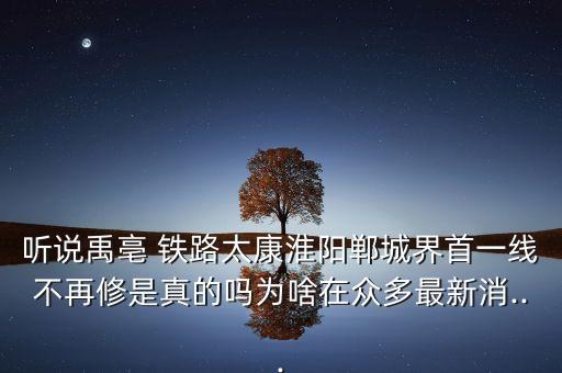 聽說禹亳 鐵路太康淮陽鄲城界首一線不再修是真的嗎為啥在眾多最新消...