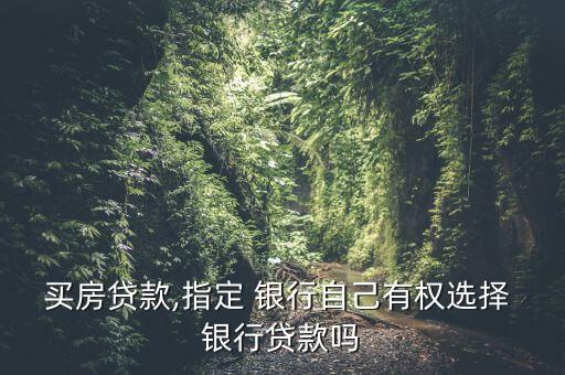 買(mǎi)房貸款,指定 銀行自己有權(quán)選擇 銀行貸款嗎