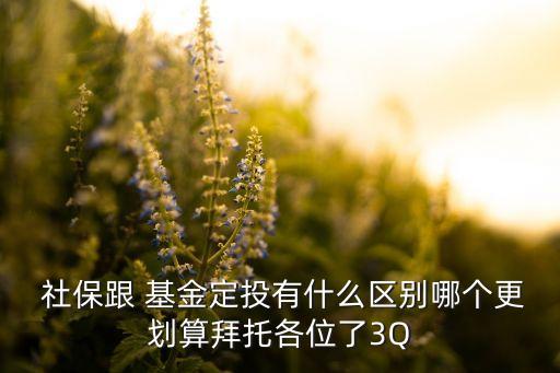  社保跟 基金定投有什么區(qū)別哪個更劃算拜托各位了3Q