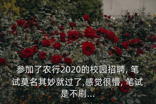 參加了農(nóng)行2020的校園招聘, 筆試莫名其妙就過了,感覺很懵, 筆試是不刷...