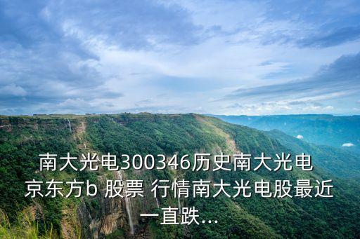 南大光電300346歷史南大光電 京東方b 股票 行情南大光電股最近一直跌...