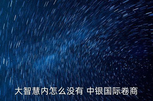 大智慧內怎么沒有 中銀國際卷商