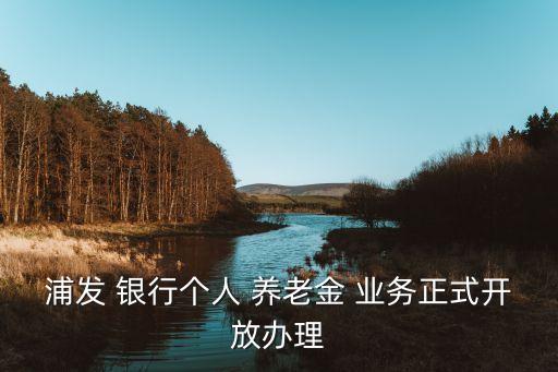 浦發(fā) 銀行個(gè)人 養(yǎng)老金 業(yè)務(wù)正式開放辦理