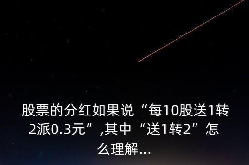  股票的分紅如果說“每10股送1轉(zhuǎn)2派0.3元”,其中“送1轉(zhuǎn)2”怎么理解...