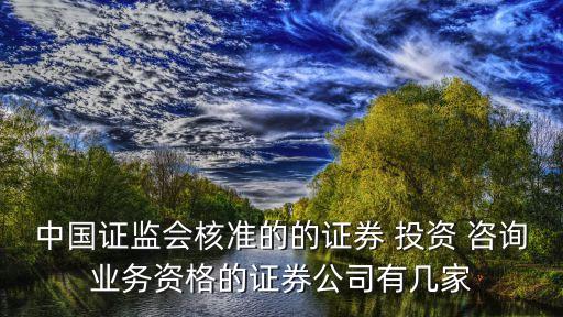 中國證監(jiān)會核準的的證券 投資 咨詢業(yè)務資格的證券公司有幾家