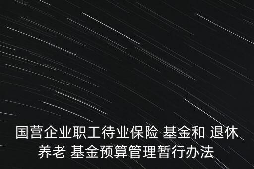 國營企業(yè)職工待業(yè)保險 基金和 退休養(yǎng)老 基金預算管理暫行辦法