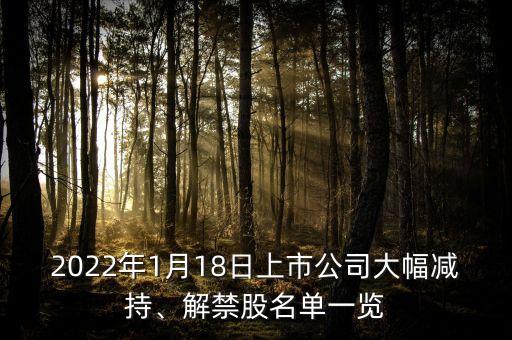 2022年1月18日上市公司大幅減持、解禁股名單一覽