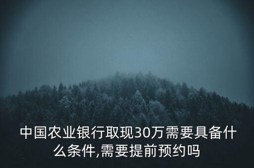  中國農(nóng)業(yè)銀行取現(xiàn)30萬需要具備什么條件,需要提前預(yù)約嗎