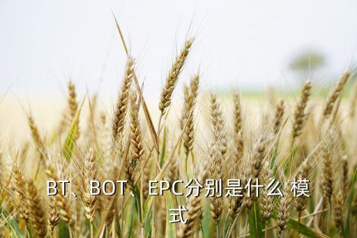 BT、BOT、EPC分別是什么 模式