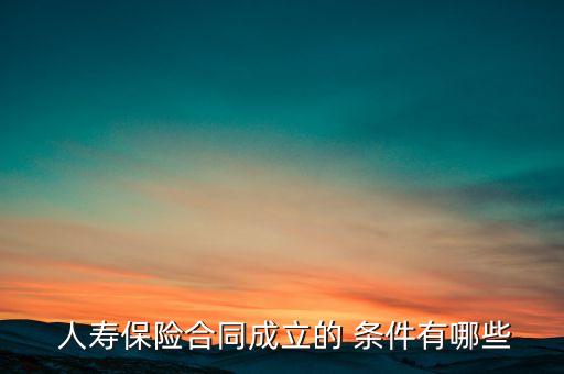  人壽保險(xiǎn)合同成立的 條件有哪些