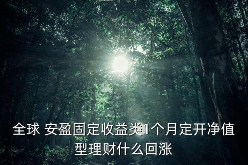 全球 安盈固定收益類1個(gè)月定開凈值型理財(cái)什么回漲