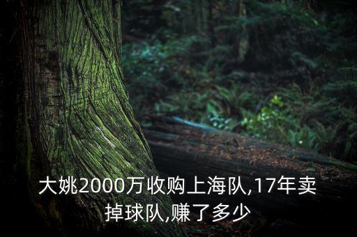 大姚2000萬收購上海隊,17年賣掉球隊,賺了多少