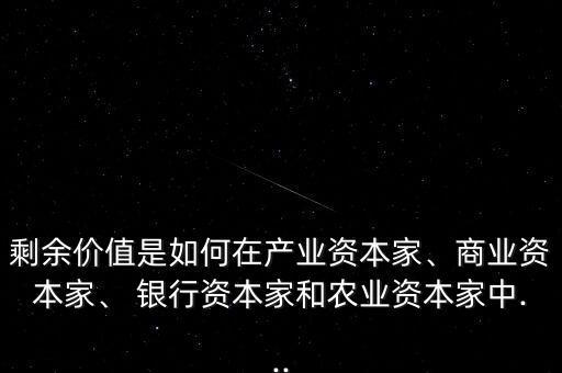 剩余價值是如何在產(chǎn)業(yè)資本家、商業(yè)資本家、 銀行資本家和農(nóng)業(yè)資本家中...