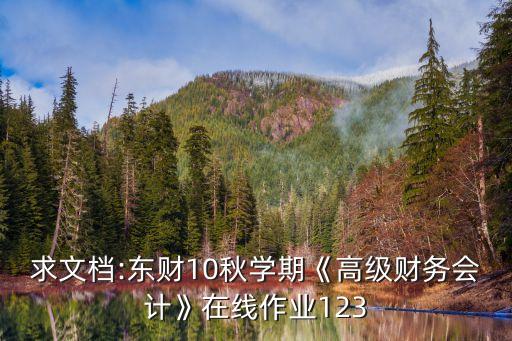 求文檔:東財10秋學期《高級財務會計》在線作業(yè)123