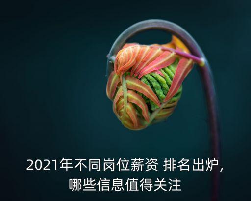 2021年不同崗位薪資 排名出爐,哪些信息值得關注