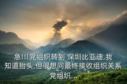 急!!!黨組織轉到 深圳比亞迪,我知道抬頭,但很想問最終接收組織關系黨組織...