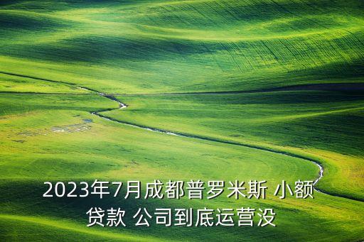 2023年7月成都普羅米斯 小額 貸款 公司到底運(yùn)營沒