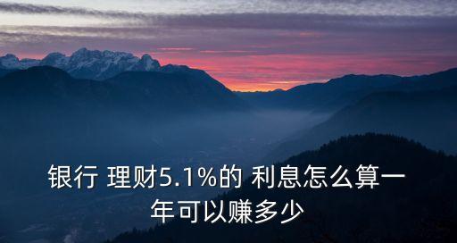 銀行 理財5.1%的 利息怎么算一年可以賺多少