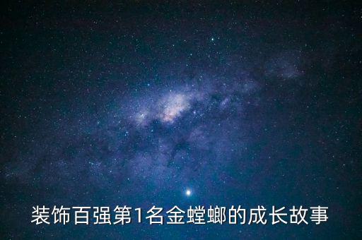 裝飾百強(qiáng)第1名金螳螂的成長(zhǎng)故事