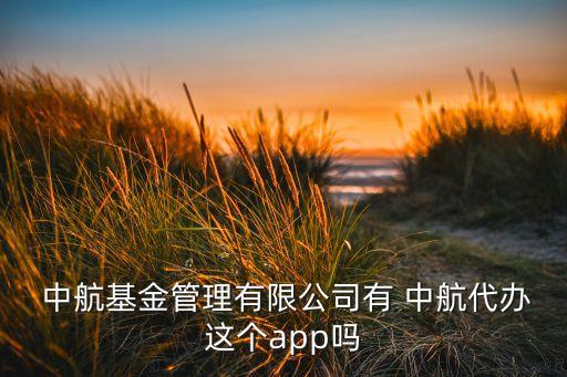  中航基金管理有限公司有 中航代辦這個app嗎