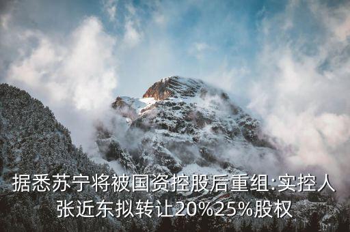 據(jù)悉蘇寧將被國資控股后重組:實控人張近東擬轉讓20%25%股權