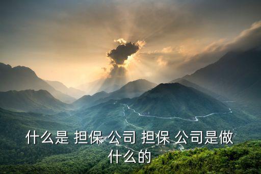 什么是 擔(dān)保 公司 擔(dān)保 公司是做什么的