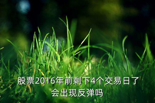  股票2016年前剩下4個交易日了會出現反彈嗎