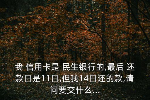 我 信用卡是 民生銀行的,最后 還款日是11日,但我14日還的款,請(qǐng)問(wèn)要交什么...