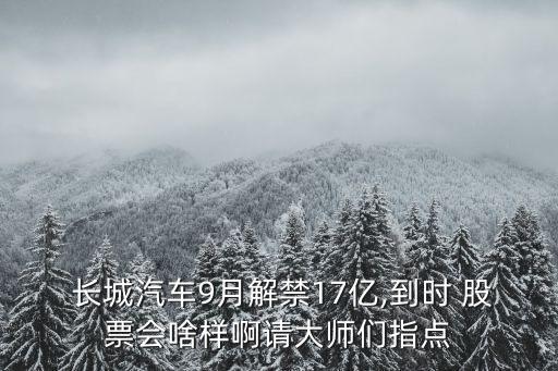  長城汽車9月解禁17億,到時 股票會啥樣啊請大師們指點